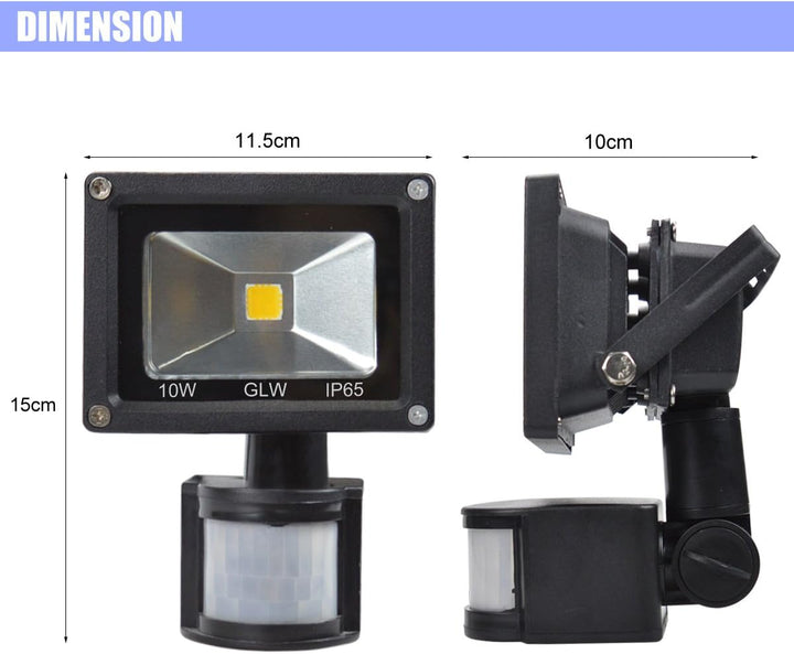 10W 12V Low Voltage AC/DC IP65 Waterproof 10W Mini LED Outdoor Security Flood Lights with PIR and Motion Sensor