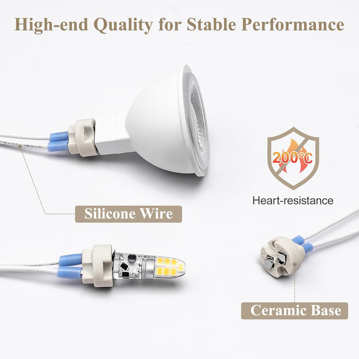 Ceramic Socket Adapter for G4, G6.35, MR11, MR16 Bulbs Package – 12V-250V Heat-Resistant Light Bulb Holder for Halogen and LED – Replacement Connector