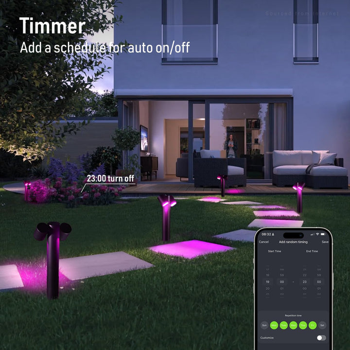 ALPR11 10W RGBCW Bluetooth Smart LED Landscape Pathway Light 2x or 4x Package, 12V-24V AC/DC 400LM