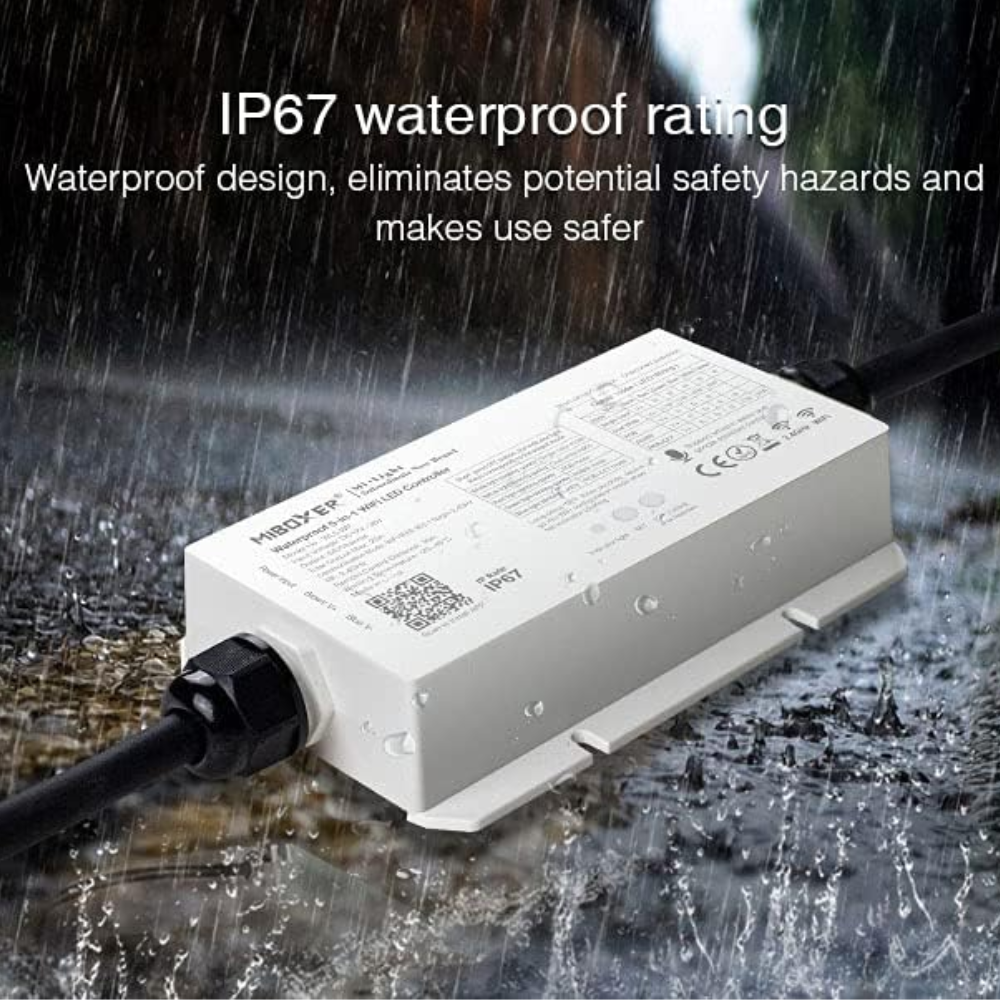 Miboxer WL5-WP LED Strip Light 5 in 1 Controller for 5050 3528 2835, IP67 Waterproof with Smartphone APP Control
