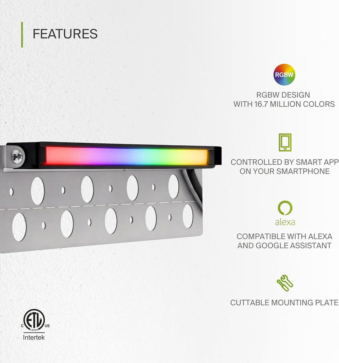 ELRA07 8-Pack 5W 12" Smart RGBCW Color Changing 2700K-6500K Waterproof LED Stairs, Fence, Hardscape Step Light Fixture Package