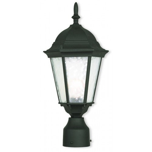 Hamilton Medium Base 1 Light Bulb Socket Small Outdoor Post Top Lantern 18" x 8" Cast Aluminum and Clear Water Glass, Textured Black Finish 120V for Garden, Exterior Post - 75464-14