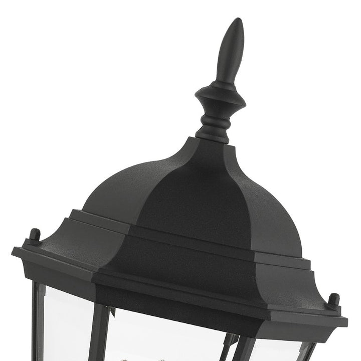 Hamilton Candelabra Base 3 Light Bulb Socket Medium Outdoor Post Top Lantern 21" x 9.5" Aluminum and Clear Beveled Glass, Textured Black Finish 120V for Garden, Exterior Post