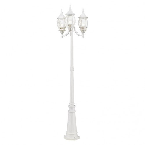Frontenac Medium Base 3 Light Bulb Socket Outdoor 3 Head Post 84" x 24" Aluminum and Clear Beveled Glass, Textured White Finish 120V for Garden, Exterior Post - 7710-13