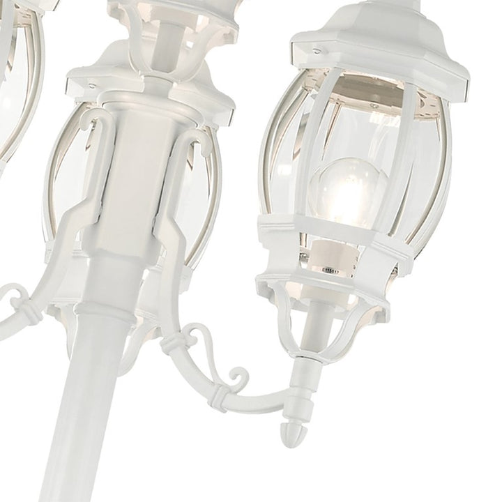 Frontenac Medium Base 4 Light Bulb Socket Outdoor 4 Head Post 93" x 24" Aluminum and Clear Beveled Glass, Textured White Finish 120V for Garden, Exterior Post - 7711-13
