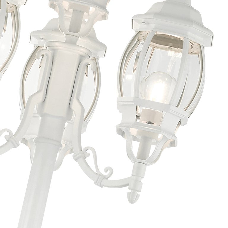 Frontenac Medium Base 4 Light Bulb Socket Outdoor 4 Head Post 93" x 24" Aluminum and Clear Beveled Glass, Textured White Finish 120V for Garden, Exterior Post - 7711-13