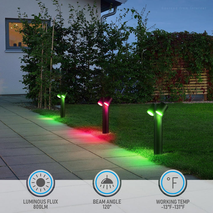 ALPR11 10W RGBCW Bluetooth Smart LED Landscape Pathway Light 2x or 4x Package, 12V-24V AC/DC 400LM