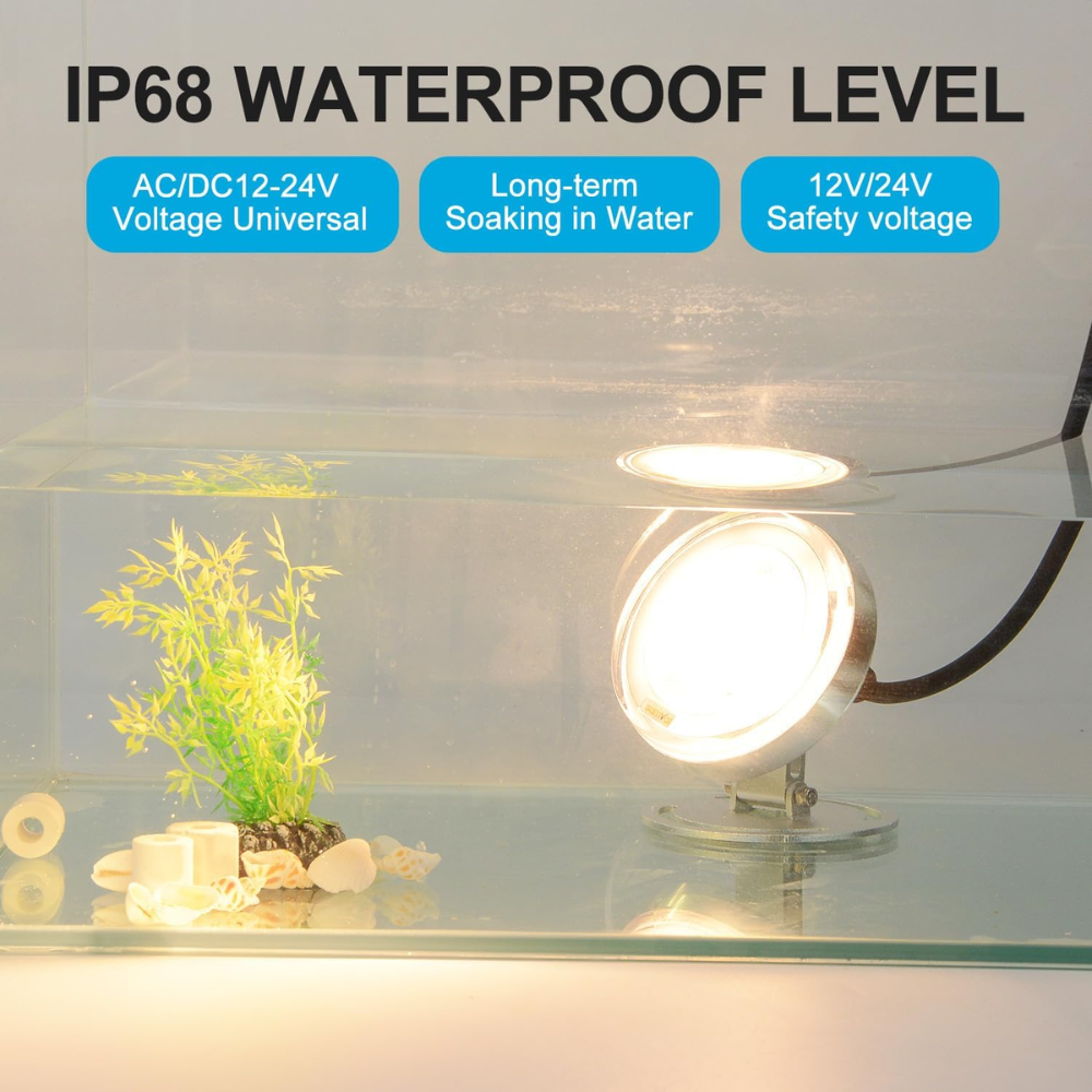 ULBA03 Aluminum Underwater Landscape 12-24V AC/DC 12W/24W Automatic Color-Changing RGB Integrated LED Fountain Light Pond Lighting IP68 for Wall Mounting