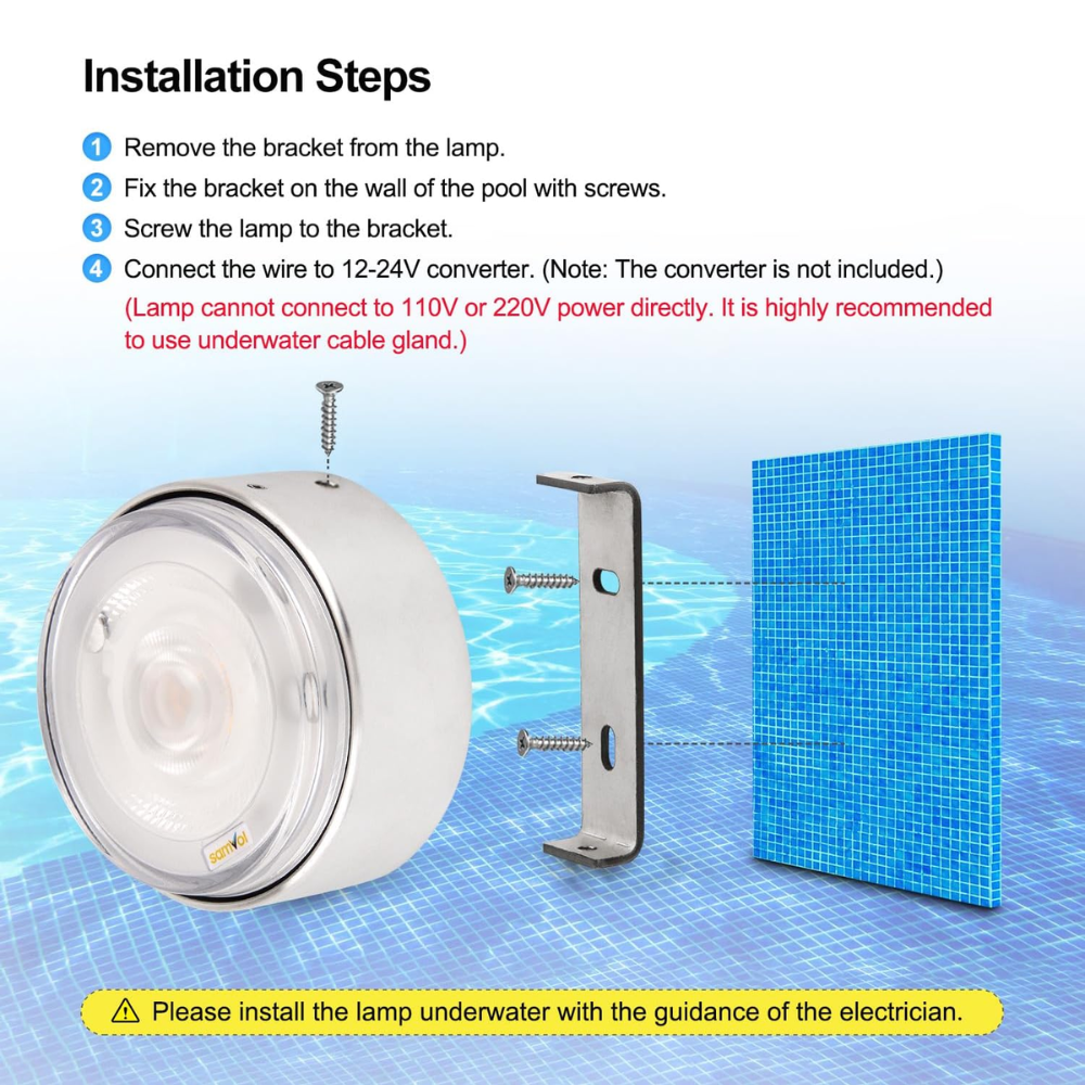 ULBA03 Aluminum Underwater Landscape 12-24V AC/DC 12W/24W Automatic Color-Changing RGB Integrated LED Fountain Light Pond Lighting IP68 for Wall Mounting