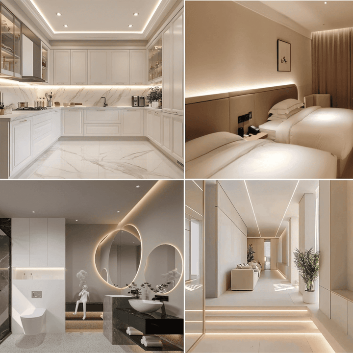 SLD24 Dotless Linear LED Dimmable, 5W/ft 16.4ft COB Strip Lights IP20 Low Voltage 10mm DC24V with Strong 3M VHB Adhesive Tape