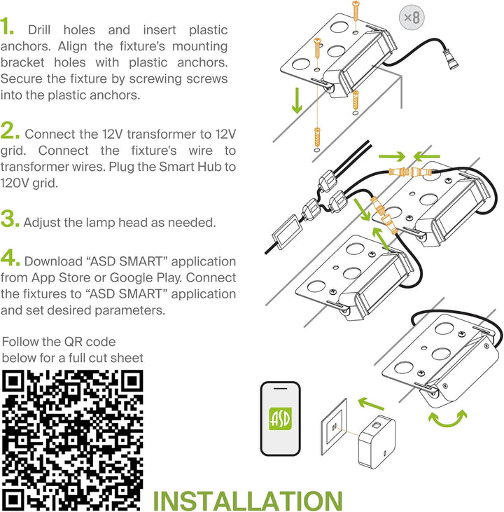 ELRA07 8-Pack 5W 12" Smart RGBCW Color Changing 2700K-6500K Waterproof LED Stairs, Fence, Hardscape Step Light Fixture Package