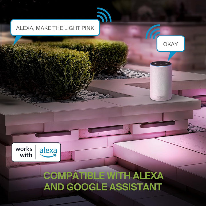 ELRA07 8-Pack 5W 12" Smart RGBCW Color Changing 2700K-6500K Waterproof LED Stairs, Fence, Hardscape Step Light Fixture Package