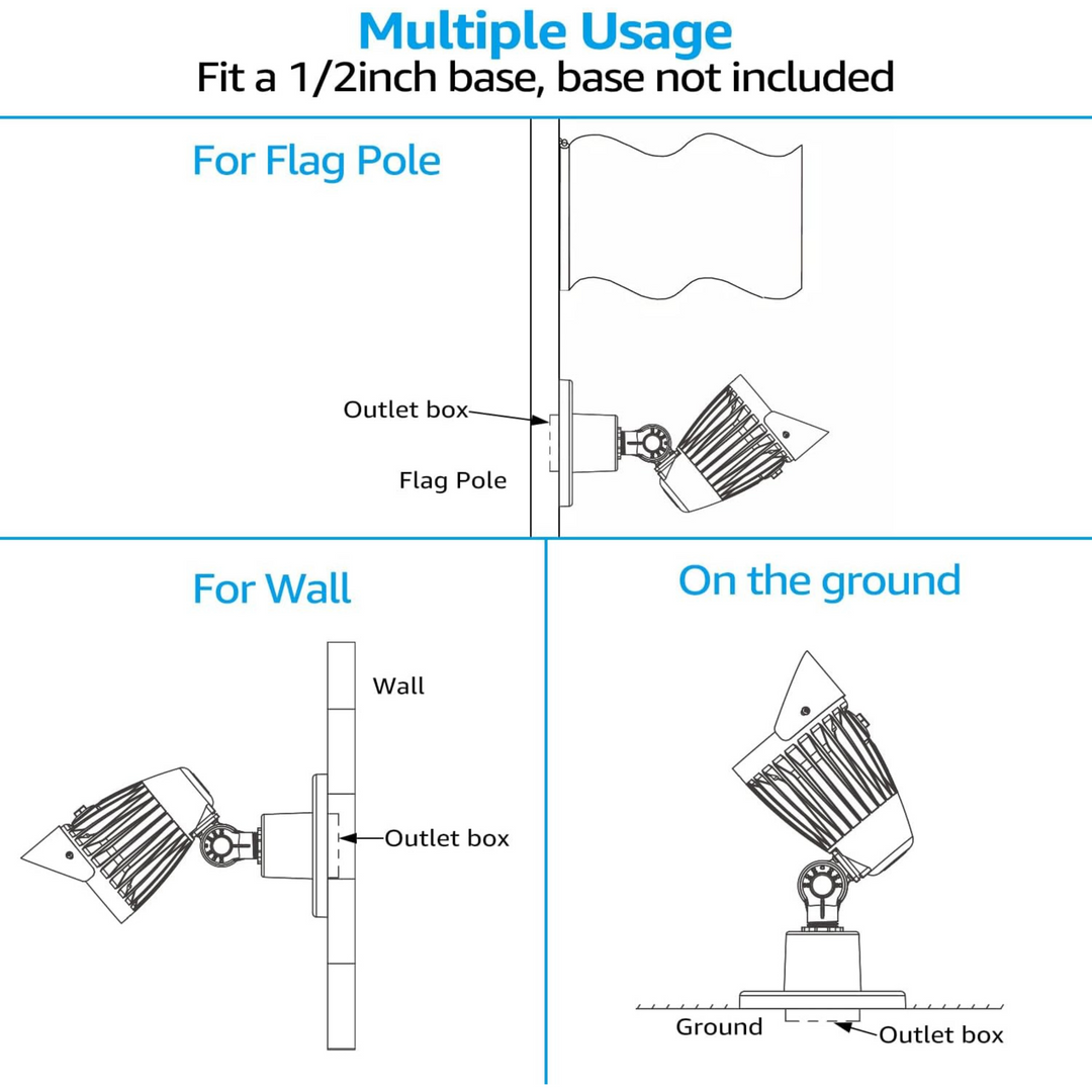 CDLCC40 120V Line Voltage Cast Aluminum Spotlight | 20W/30W/40W Adjustable Wattage 3CCT 3000K/4000K/5000K LED Bullet Flood Light, Photocell, 4880LM 100-277V Commercial Landscape Lights, ETL Listed IP65