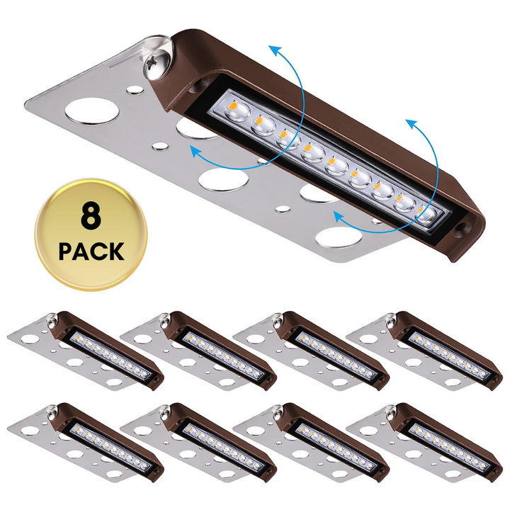 ELA06 8-Pack 7 Inch 4.5W 2700K/5000K LED Retaining Wall Lights, Hardscape Color Changing 12V Low Voltage Landscape Lights Package
