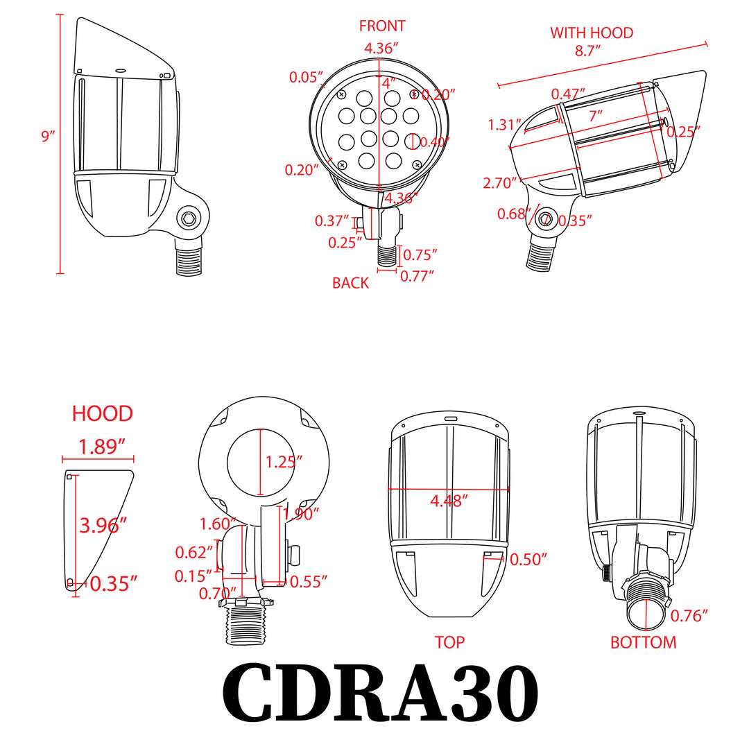 CDRA30 Cast Aluminum Color Changing Spotlight | 30W Integrated RGBW Smart Bluetooth AC12V Low Voltage Landscape Light