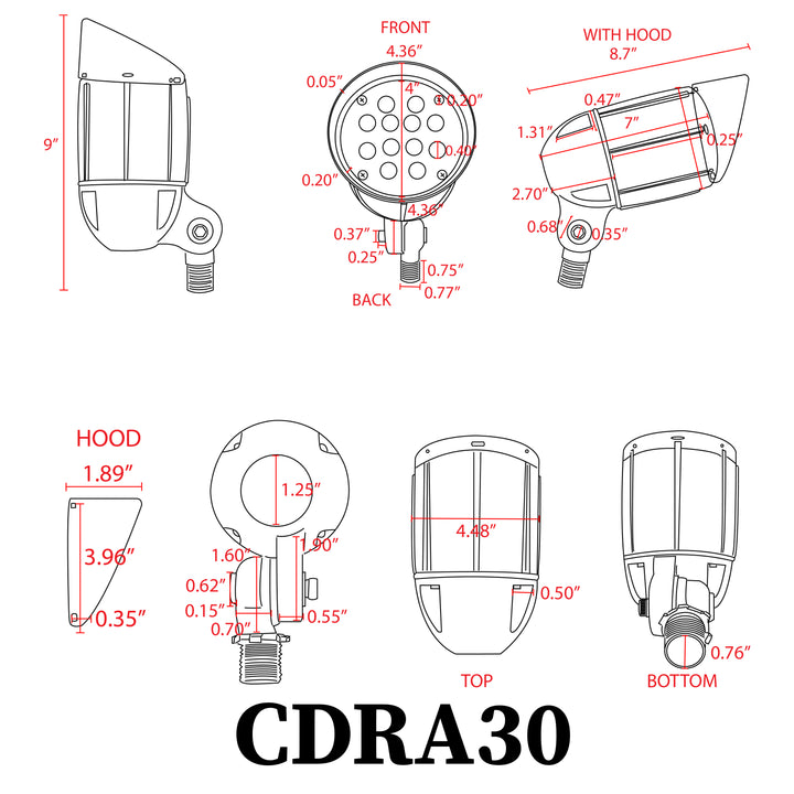 CDRA30 Cast Aluminum Color Changing Spotlight | 30W Integrated RGBW Smart Bluetooth AC12V Low Voltage Landscape Light