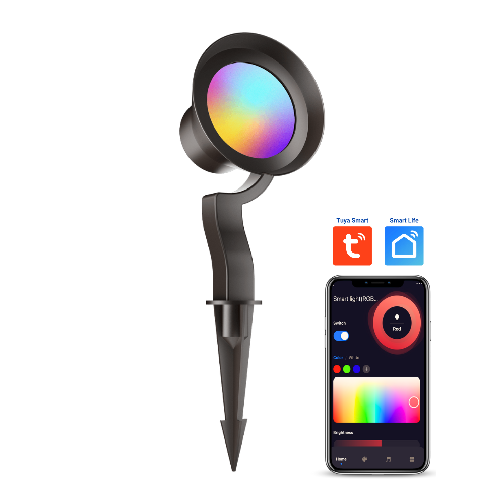 CDRA95 10W LED Smart Wi-Fi RGBW Wide Beam Directional Outdoor Landscape 12V Low Voltage Aluminum Spotlight