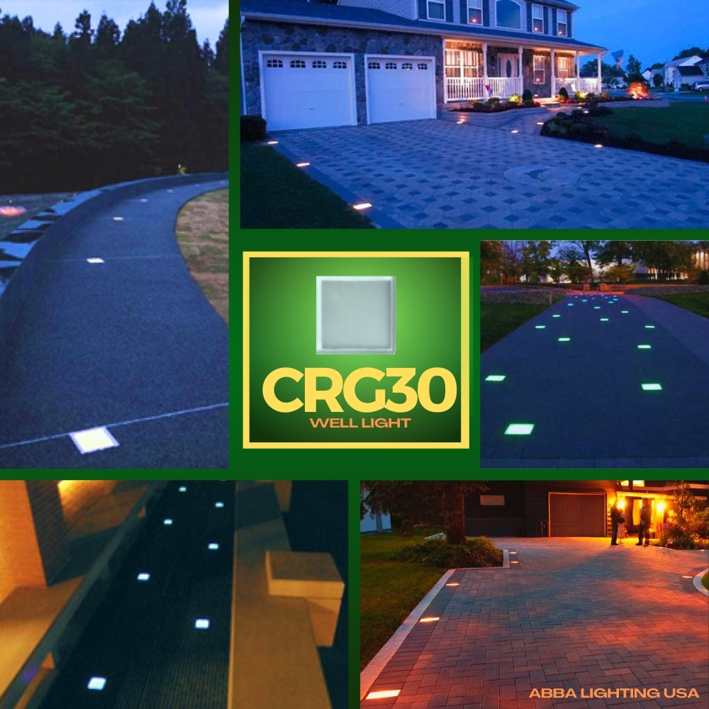 CRG30 4x/8x/12x Package DC12V Low Voltage In Ground RGB or WW LED Brick Paver Light Square IP67 Waterproof Warm White