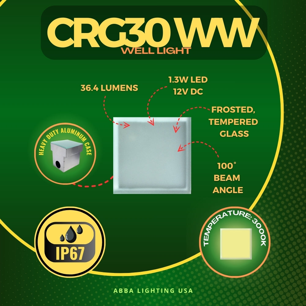 CRG30 4x/8x/12x Package DC12V Low Voltage In Ground RGB or WW LED Brick Paver Light Square IP67 Waterproof Warm White