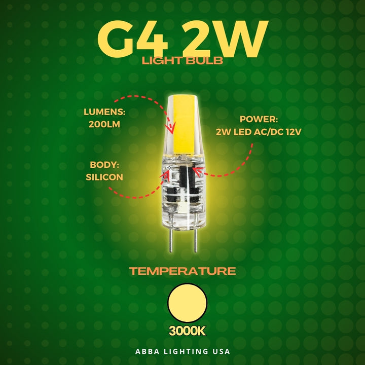 G4 2W/3W 12V AC/DC COB Low Voltage LED Bi-Pin Light Bulb | Landscape Lighting Accessory