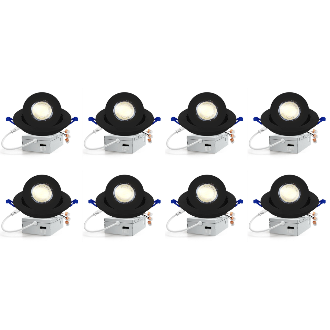 LED Canless Recessed Light 4x/8x/12x Package 9W 4 inch Gimbal 5CCT Dimmable Adjustable Directional Retrofit Eyeball Lighting with Jbox ETL Rated