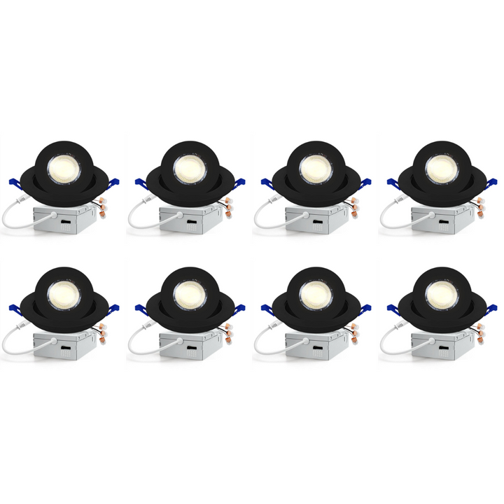 LED Canless Recessed Light 4x/8x/12x Package 9W 4 inch Gimbal 5CCT Dimmable Adjustable Directional Retrofit Eyeball Lighting with Jbox ETL Rated