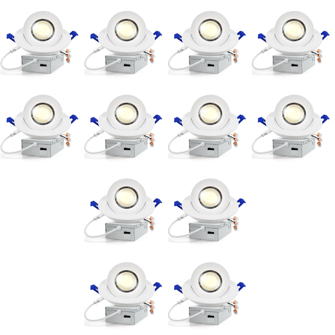 LED Canless Recessed Light 4x/8x/12x Package 9W 4 inch Gimbal 5CCT Dimmable Adjustable Directional Retrofit Eyeball Lighting with Jbox ETL Rated