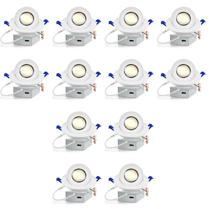 LED Canless Recessed Light 4x/8x/12x Package 9W 4 inch Gimbal 5CCT Dimmable Adjustable Directional Retrofit Eyeball Lighting with Jbox ETL Rated