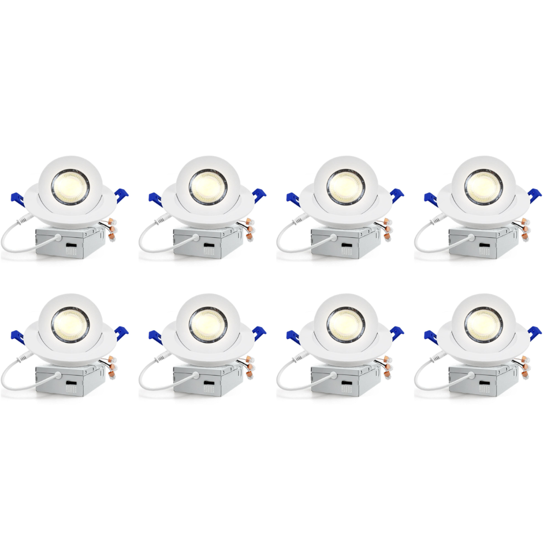 LED Canless Recessed Light 4x/8x/12x Package 9W 4 inch Gimbal 5CCT Dimmable Adjustable Directional Retrofit Eyeball Lighting with Jbox ETL Rated