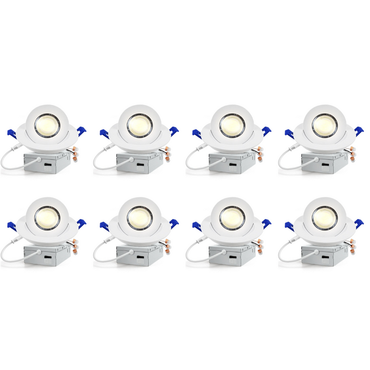 LED Canless Recessed Light 4x/8x/12x Package 9W 4 inch Gimbal 5CCT Dimmable Adjustable Directional Retrofit Eyeball Lighting with Jbox ETL Rated