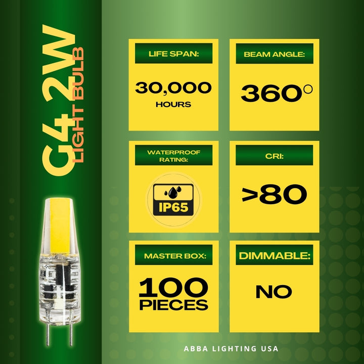 G4 2W/3W 12V AC/DC COB Low Voltage LED Bi-Pin Light Bulb | Landscape Lighting Accessory