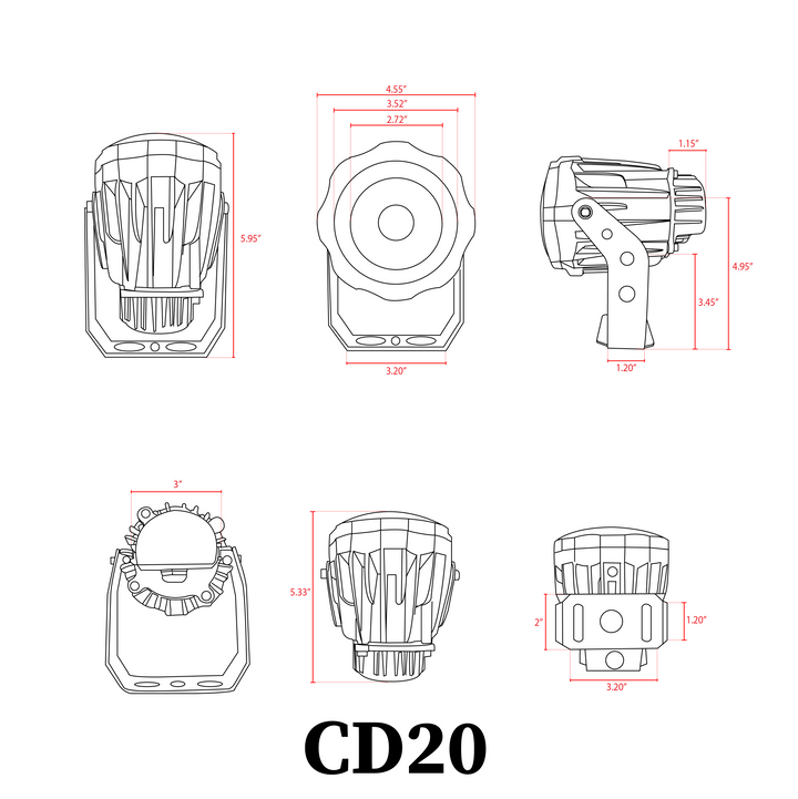 CD20 Cast Aluminum Spotlight | 20W Integrated LED 12V Low Voltage Landscape Light