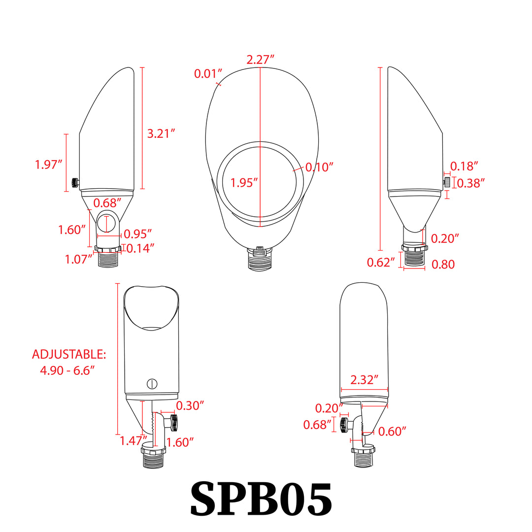 SPB05 Cast Brass Spotlight | Lamp Ready 12V Low Voltage Landscape Light