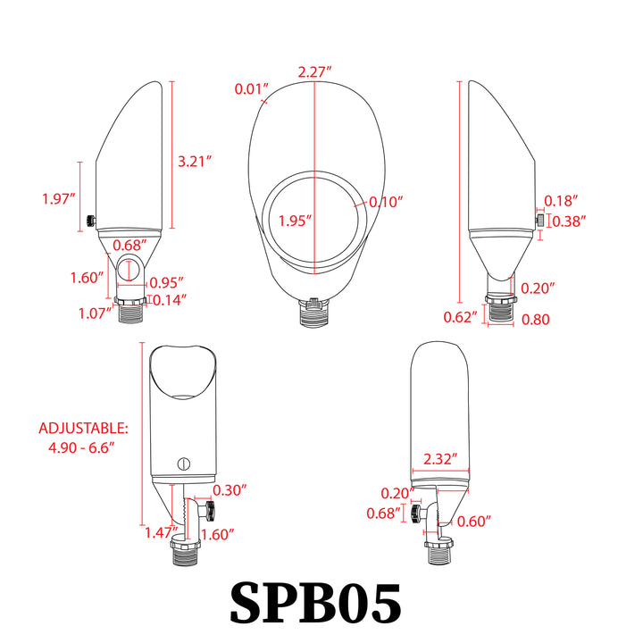 SPB05 Cast Brass Spotlight | Lamp Ready 12V Low Voltage Landscape Light