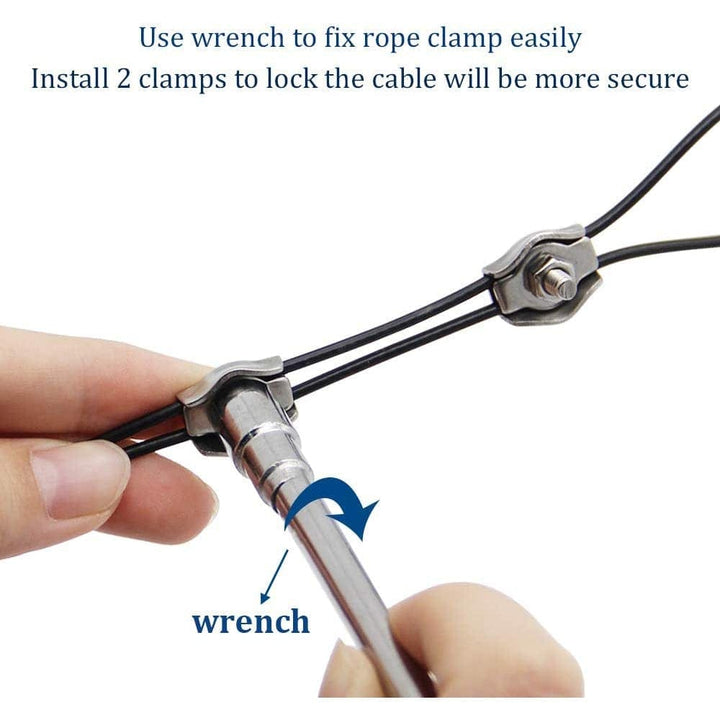 SLGC02 164 ft String Light Hanging Cable Kit, Nylon Coated 304 Stainless Steel Guide Wire and Accessories for Outdoor Bistro String Lights