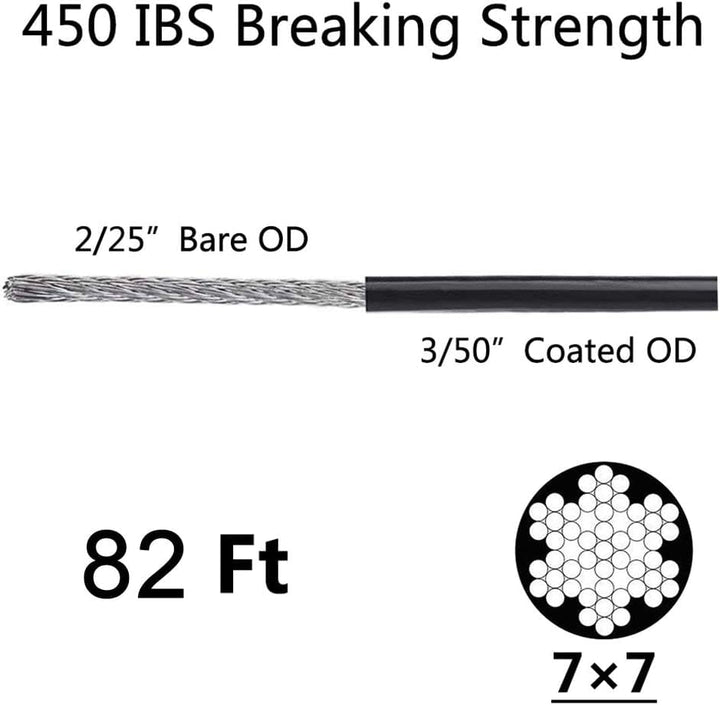 SLGC02 164 ft String Light Hanging Cable Kit, Nylon Coated 304 Stainless Steel Guide Wire and Accessories for Outdoor Bistro String Lights