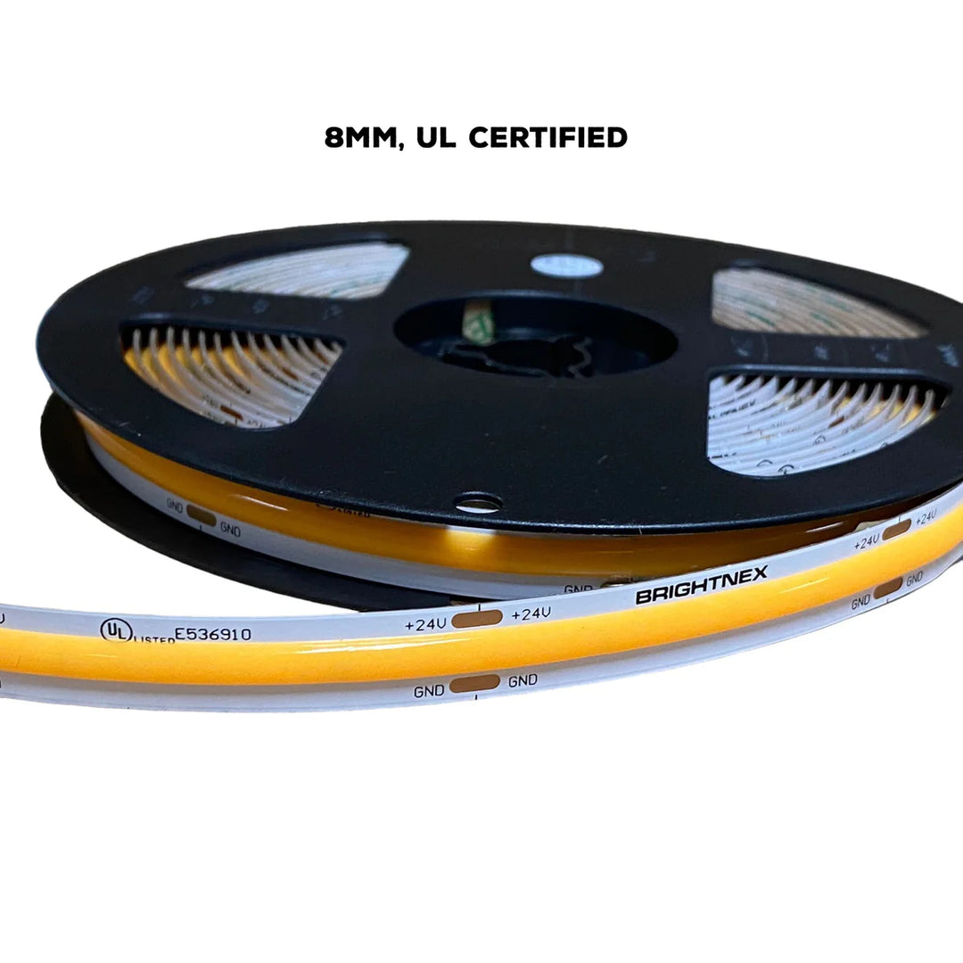 SLD04 16ft/32ft/82ft Dotless Single Color Linear 8mm 3.4W/ft / 4.5W/ft 10mm LED Strip Lights Low Voltage FCOB DC24V Tape Light