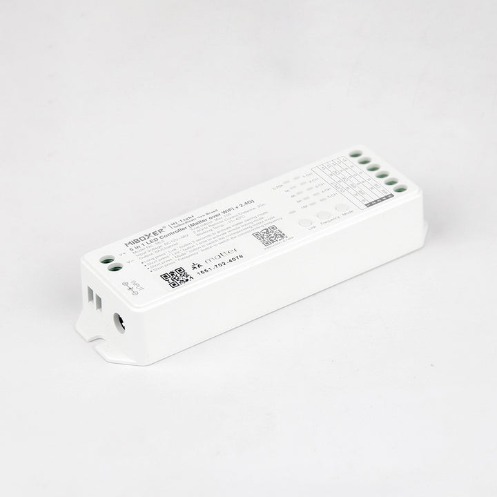 Miboxer ML5 Matter over Wi-Fi LED Strip Light 5 in 1 Controller for Single-Color, CCT, RGB, RGBW, RGBCCT Strip Lights, Smartphone APP Control and Voice Command