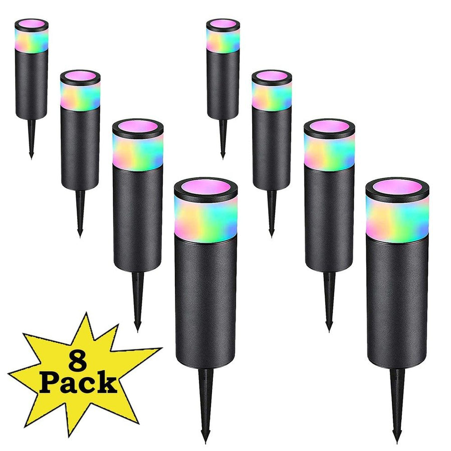ALPR08 8-Pack RGB LED Landscape Pathway Lights Package, 4.5W Low Voltage 12V Bollard Outdoor Landscape Lighting - Sun Bright Lighting