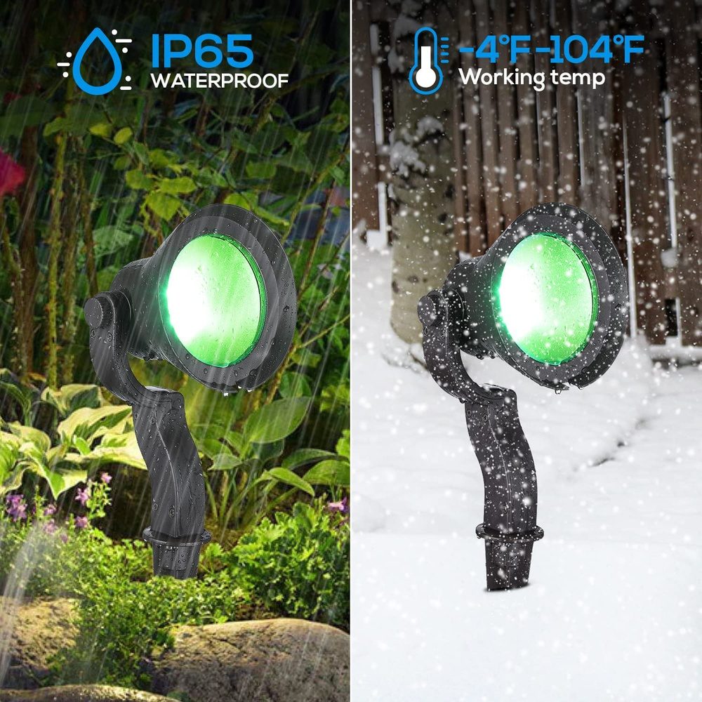 ALSR03 4-Pack RGB LED Landscape Spot Lights Package, 12W Low Voltage 12V Directional Outdoor Landscape Lighting - Sun Bright Lighting