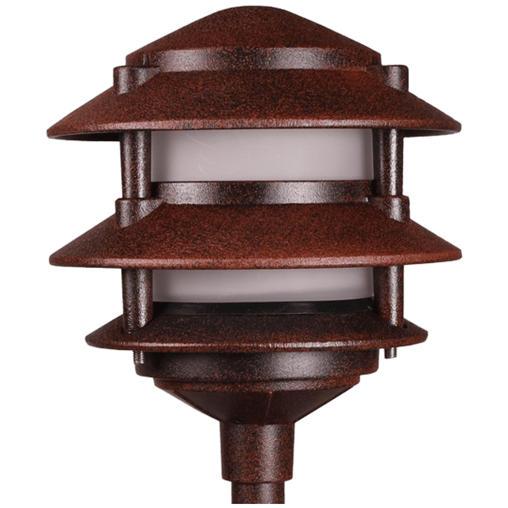 KL302 12V AC/DC Aluminum Low Voltage Landscape Lighting 3 Tier Pagoda Path Light.