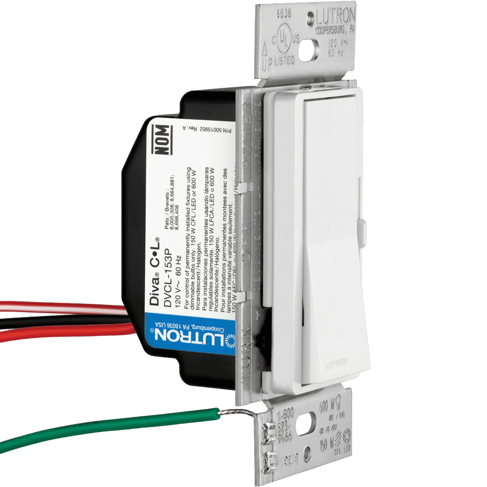 Lutron Diva C.L Dimmer Switch for Dimmable LED, Halogen and Incandescent Bulbs, Single-Pole or 3-Way, White.