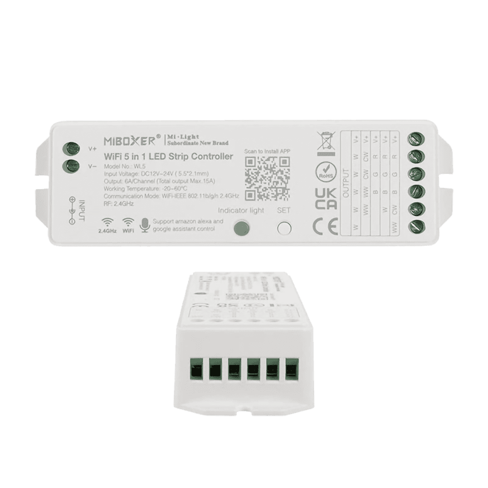 Miboxer WL5 LED Strip Light 5 in 1 Controller for 5050 3528 2835, Smartphone APP Control