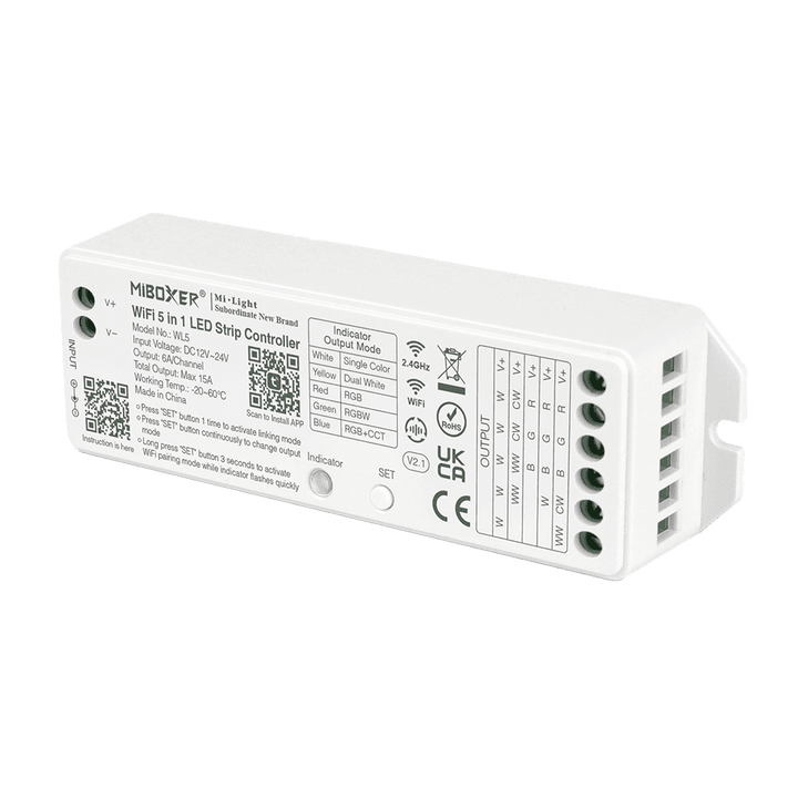 Miboxer WL5 LED Strip Light 5 in 1 Controller for 5050 3528 2835, Smartphone APP Control