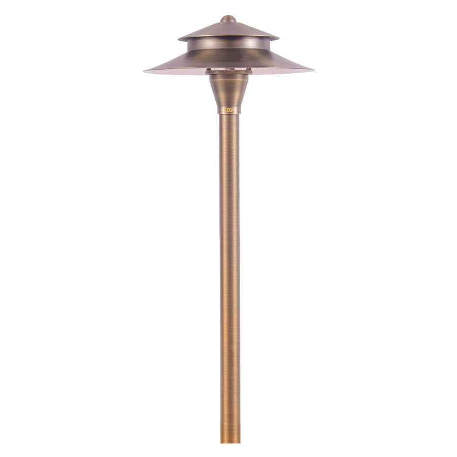 PLB04 Cast Brass Path Light | Lamp Ready Low Voltage Landscape Light - Sun Bright Lighting