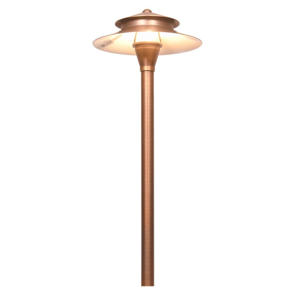 PLB04 Cast Brass Path Light | Lamp Ready Low Voltage Landscape Light - Sun Bright Lighting