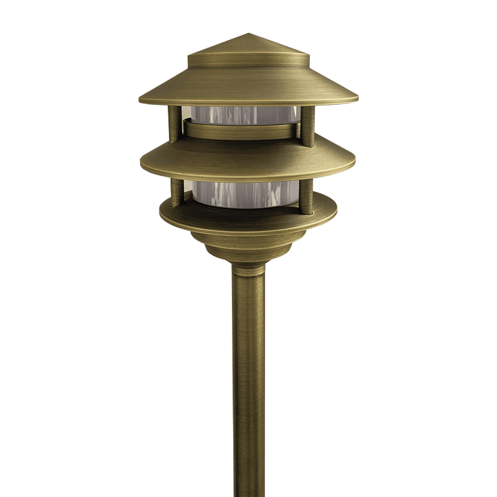 PLB22 Cast Brass Pagoda LED 12V Low Voltage Pathway Outdoor Lighting Landscape Fixture