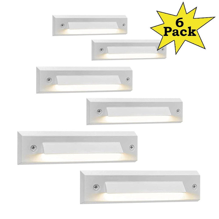 STLA06 6-Pack 2W Slim White Low Voltage LED Outdoor Step Lights Package, 12V LED Deck Lights Landscape Lights