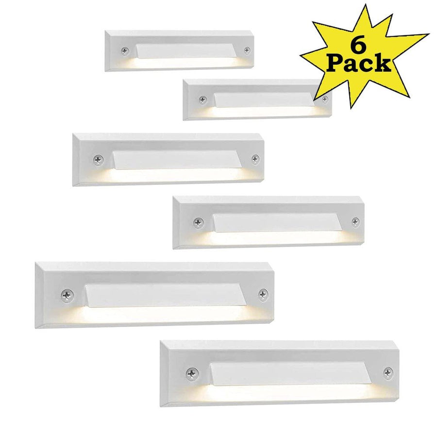 STLA06 6-Pack 2W Slim White Low Voltage LED Outdoor Step Lights Package, 12V LED Deck Lights Landscape Lights