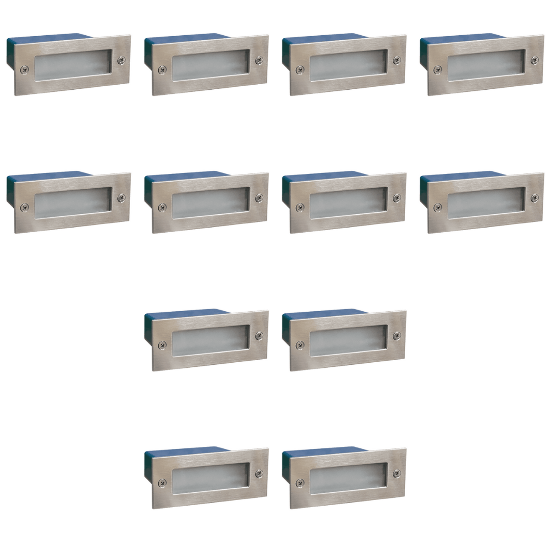 STS02 4x/8x/12x Package Outdoor Recessed Brick Wall Light 12V Low Voltage 3W 3000K Warm White Integrated LED Step/ Stair Lighting Fixture